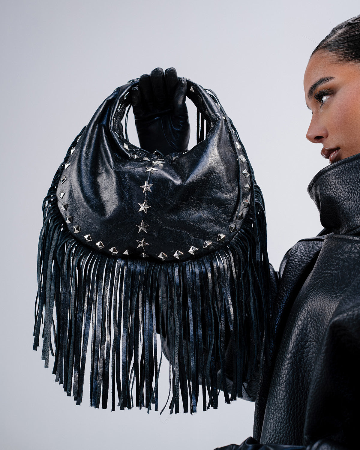 Midi Crescent Texan Bag with Fringes